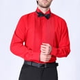 thumbnail image 7 of IROINNID Men Pleated Front Turndown Collar Button Front Long Sleeve Tuxedo Dress Shirt with Matching Bow Tie formal Wedding Banquet Ceremony Top(Red,M), 7 of 7
