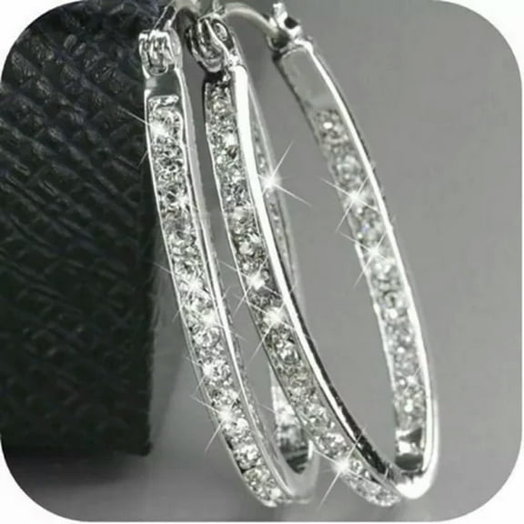K-KED Fashion Big Hoop Earrings Silver/Gold Women Lady Large Hoops Earrings Jewelry-925 Silver