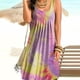 thumbnail image 5 of Vestido corto con estampado de teñido anudado Vestido plisado sin mangas, rosa amarillo, 5XL Yuarrent AP002087-56, 5 of 7
