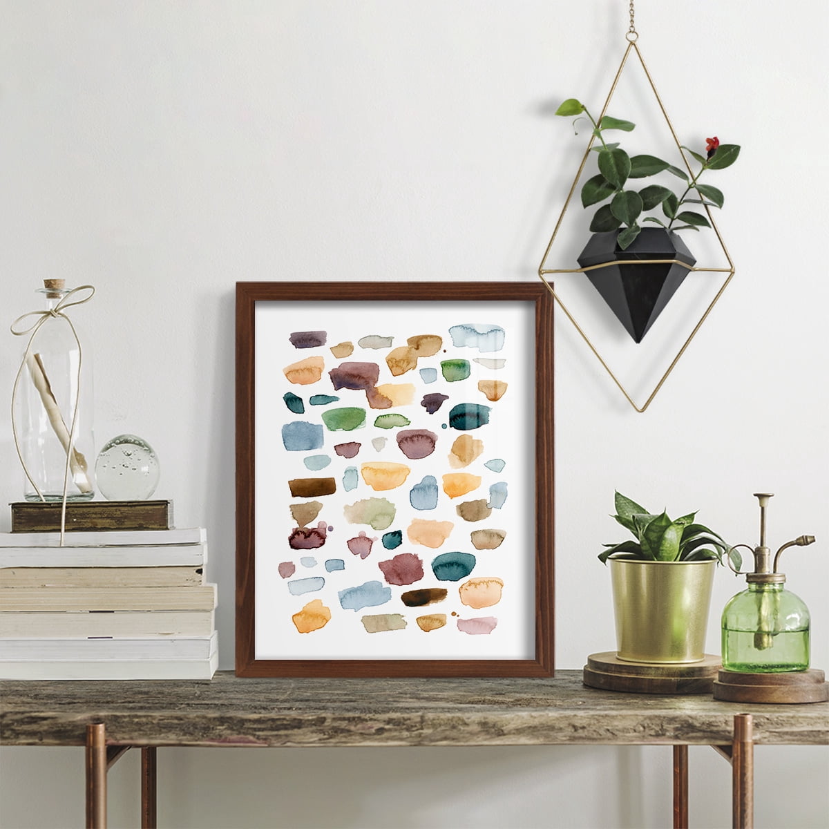 Shattered Segments I - Framed Print w/glass - Chestnut