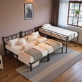 thumbnail image 3 of Tcbosik Twin/Twin/Twin Size Triple Bunk Bed, Heavy Duty Metal Bed Frame with Side Ladder and Safety Guardrail for Bedroom, Guest Room, No Box Spring Needed, Black, 3 of 7