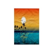 3dRose, A Tranquil Island Scene Against A Sunset with Palm Trees and Sparkly Blue Water, 15x22 Hand Towel