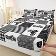 thumbnail image 4 of Castle Fairy Retro Motorcycle Bed Sheets 4pcs for Teens, Grunge Helmet Check King Sheets for Modern Room, Black White Gray, 4 of 6
