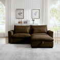 thumbnail image 3 of Dinosisco Loveseat with One Storage Ottoman, L-Shaped Sleeper Sofa for Living Room, Brown Corduroy, 3 of 9