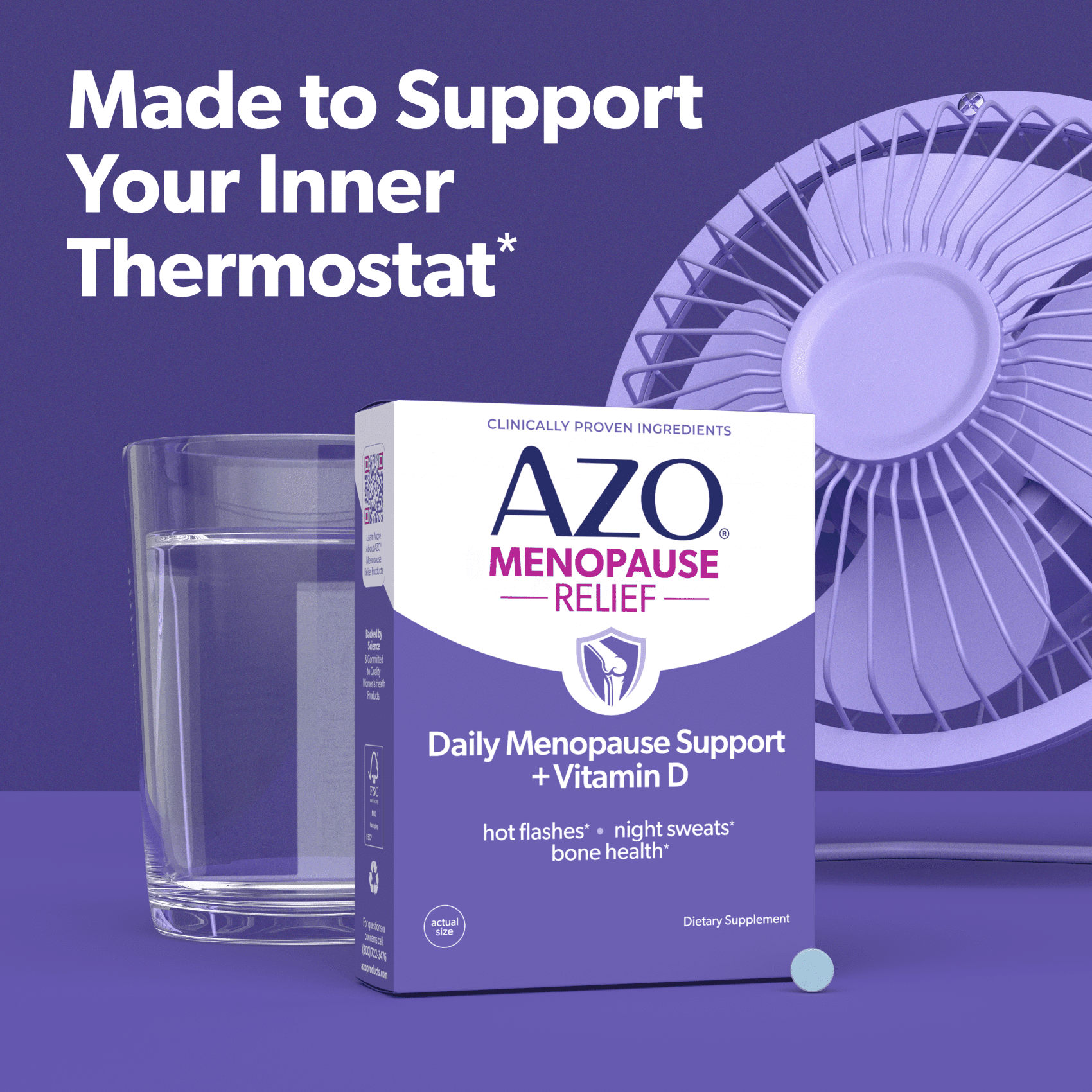 AZO Menopause Relief Daily Support + Vitamin D Supplement, Eases