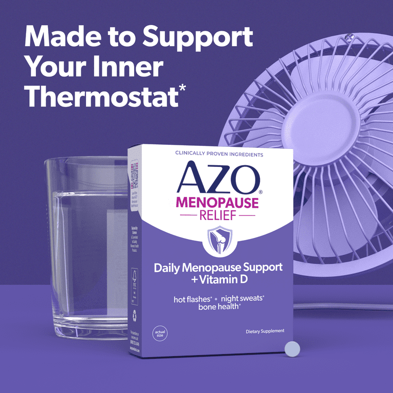 AZO Menopause Relief Daily Support + Vitamin D Supplement, Eases