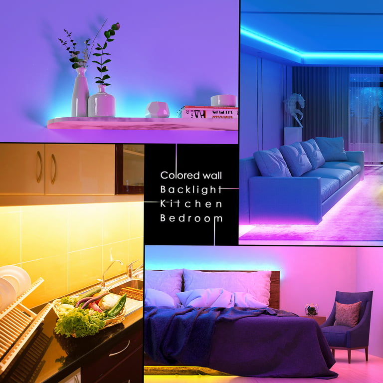 5M Led Strip Lights, 5050 Color Changing Rgb Led Light Strips With App  Remote, Control Box And 12V Power Supply, Music Sync Rgb Tape Lights For  Bedroom - Walmart.Com