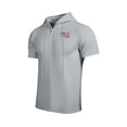 thumbnail image 2 of Men's Solid Color Short Sleeve Button Up Hooded Pullover, Casual Hoodie Top With Hood, Button Closure, Polyester Rayon Cotton Blend, Lightweight Breathable, Daily Wear | Zenithor,Gray XL, 2 of 5