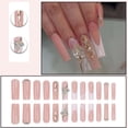 thumbnail image 2 of Uñas postizas Gifiky Luxury 3D con diseño de mariposas, color nude, francesas, cobertura total, largas y cuadradas, para mujeres y niñas (24 unidades), 2 of 6
