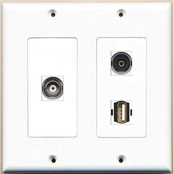 RiteAV - 1 Port USB A-A 1 Port Toslink 1 Port BNC - 2 Gang Wall Plate