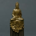 thumbnail image 5 of Handcrafted Guanyin Buddha Statue Vintage Brass 2.60in Compassion & Peace Unique Gift for Home Altar Decor, 5 of 12