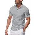 thumbnail image 2 of Stylish Polo Shirts Men Casual Collared Short Sleeve Button Up Golf Shirt Shirt Lightweight Quick Dry Work Shirts Light Gray XXL, 2 of 9