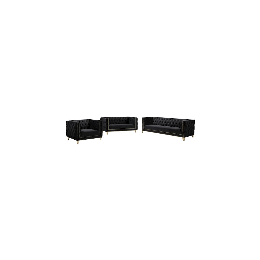 Meridian Furniture Michelle Black Velvet Sofa