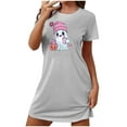 thumbnail image 1 of Camisón corto de talla grande para mujer, camisón de manga corta con estampado de pecho a la moda, camisón para mujer, 1 of 3