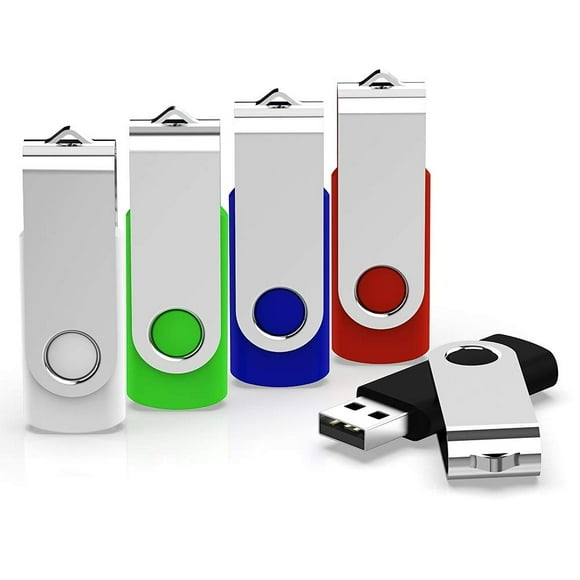 KEXIN Clé USB 64 Go, Lot de 5, Clé USB 64 Go, Clé USB Pivotante 64 Go, Clé USB 2.0 Multi-Couleur (Noir Bleu Vert Blanc Rouge)