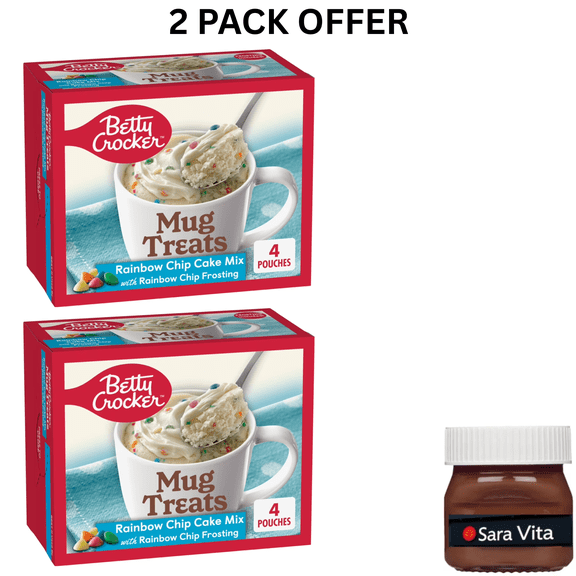 Betty Crocker Mug Treats Rainbow Chip Cake Mix with Frosting, 4 Servings, 13.9 oz.