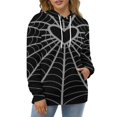 thumbnail image 4 of Black Spider Web Men's Women Vintage 3D Hooded Sweatshirt - All-Season Loose Fit Streetwear, 4 of 6