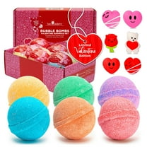Valentine's Day  Bath Bombs, 6 Pack Gift Set – Large 5 oz Fizzy Bombs with Toys, Colorful, Fruity Scents, Hydrating, USA Made