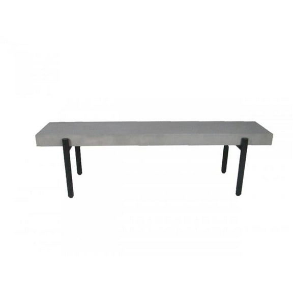 HomeRoots 473175 63 in. Concrete Dining Bench, Gray & Black