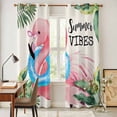 thumbnail image 4 of Summer Pink Flamingo Kitchen Curtains 84 Inch Length, Beach Tropical Palm Leaves Grommet Top Bedroom Living Room Curtains, Light Filtering Cafe Curtain Drapes 2 Panels Set 84''x84'', 4 of 9
