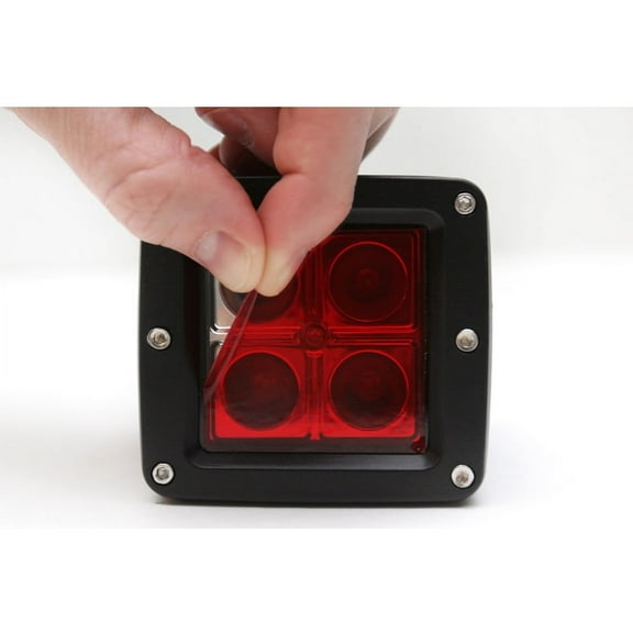 Two 2" x 2" Red Universal LED Lamp Film Covers