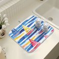 thumbnail image 4 of Yayeee Dish Drying Mat for Kitchen Counter 16" x 18" Microfiber Super Absorbent Coffee Decorative Pad, Red Hand Drawn Sailboats, 4 of 9