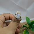 thumbnail image 4 of Natural Blue Fire Rainbow Moonstone Gemstone 925 Sterling Silver Handmade Wedding Engagement Ring Gift Jewelry for Women, 4 of 5