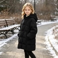thumbnail image 4 of Xdegoge Girls Long Puffer Coat Hooded Quilted Thick Winter Warm Jacket with Buttons and Pockets for Kids Outdoor Snow Heavyweight Outerwear, 4 of 6