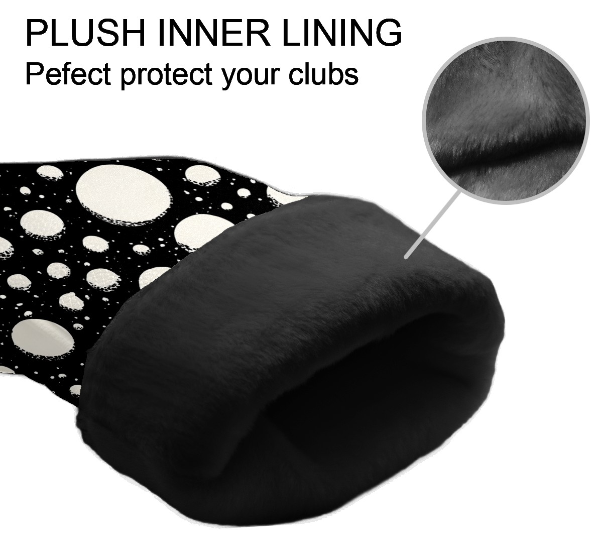 Golf Club Covers, Black Dot Premium PU Leather Driver Hybrid Putter Head Covers with Velvet Lining, Waterproof Golf Gifts for Men Women