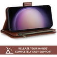 thumbnail image 4 of Phone Case for Samsung Galaxy S23 Plus S23+ 5G Wallet Cover with Tempered Glass Screen Protector and Flip Credit Card Holder Stand Cell S23plus 23S + S 23 23+ SM-S916U 6.6 inch Women Men Brown, 4 of 15