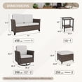 thumbnail image 4 of EAGLE PEAK Ocean Vista 6 piece Patio Variated Brown Wicker Conversation Set Swivel Chairs,Loveseat, Beige Cushions, 4 of 11