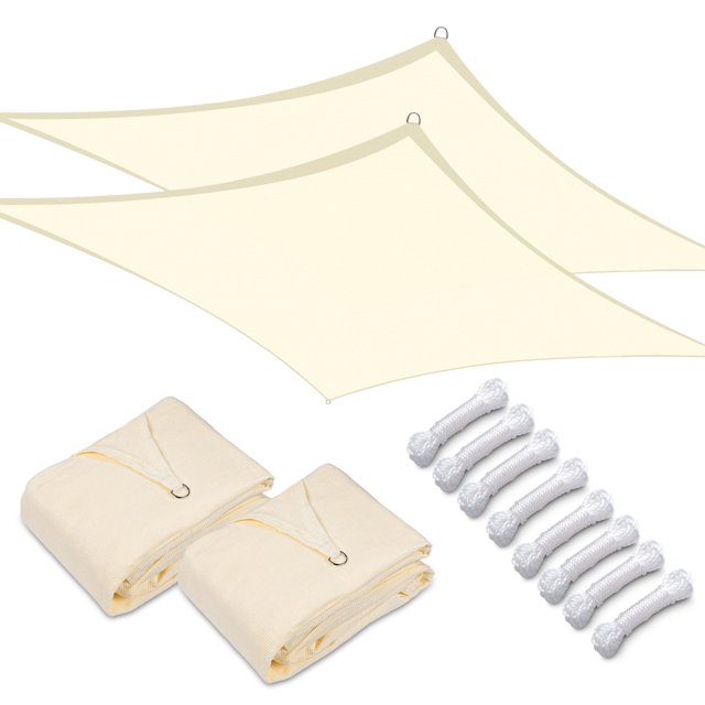 Yescom 2 Pack 23x22FT Rectangle Sun Shade Sail Canopy UV Block Commercial Carpark Pool Camping Beach Outdoor Off White