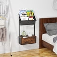 thumbnail image 6 of Floating Nightstand Floating Shelves for Wall 16.5" Black Floating Shelf with Drawer and 3-Tier Bookshelf for Bedroom, Living Room, Kids Room (Black), 6 of 7