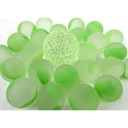 Big Game Toys~25 Glass Marbles Moon Glow Green/Yellow Speckled Classic Style Game Pack (24 Player, 1 Glow in The Dark Shooter) Decor/Vase Filler/Aquarium Shooter Patch MIB