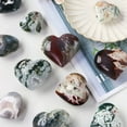 thumbnail image 2 of HOOUN Natural Geode Moss Agate Quartz Heart Hand Carved Crystal Specimens Healing-5-6cm（With Hole）, 2 of 9