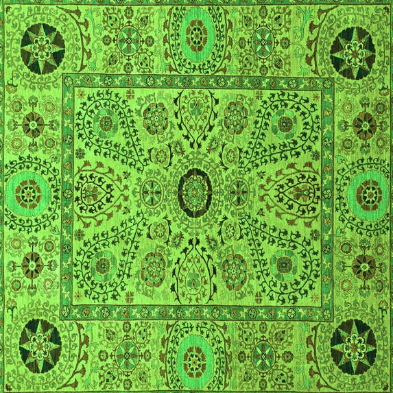 Ahgly Company Indoor Square Abstract Green Modern Area Rugs, 3' Square