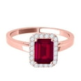 thumbnail image 2 of Aonejewelry 0.65 Ct. Ttw Emerald Cut Created Ruby and Diamond Ring In 10k Rose Gold, 2 of 4