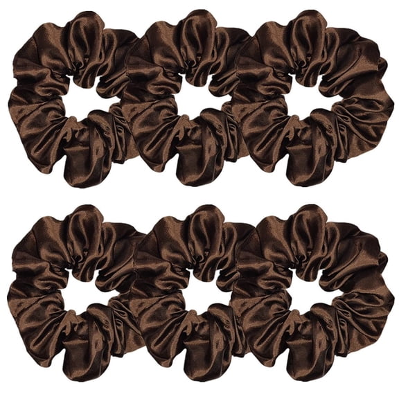 Satin Silk Hair Scrunchies, Dark Brown, Hair Accessories