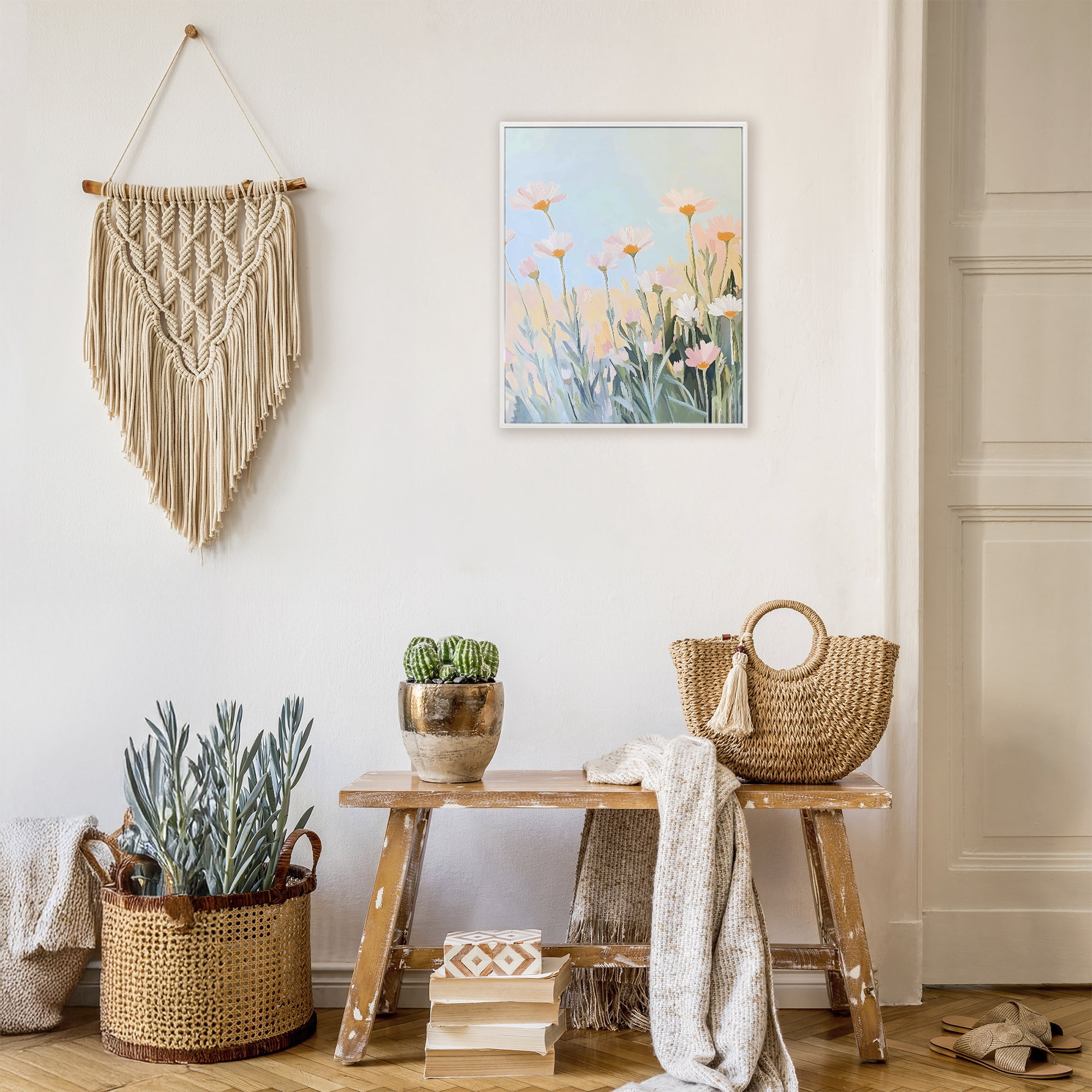 Stupell Industries Pastel Meadow Daisies at Dawn White Framed Giclee Art, design by The Prints Vibe