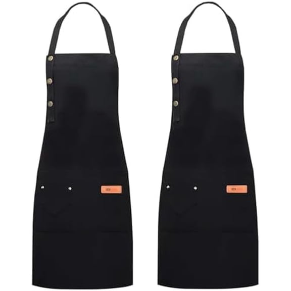 2 Pack Apron for Men Women with Adjustable Straps and Large Pockets, Canvas Cotton Cooking Kitchen Work Aprons Waterproof