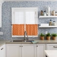 thumbnail image 6 of Half Window Curtain 36 Inches Long, Orange Stripes Window Treatment Curtain Drapes, Simple Geometric Modern Monochrome Small Tier Curtains for Bathroom Over Sink, 27.5"x36", 2 Panels, 6 of 7