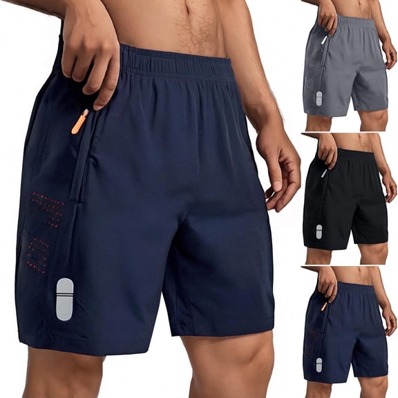 Men's Casual Elastic Waist Straight Leg Pocket Shorts Joggers Stretchy Quick Dry Breathable Lightweight Pants For Gym Workout Running Athletic Day Beach Golf | Zenithor,Black L