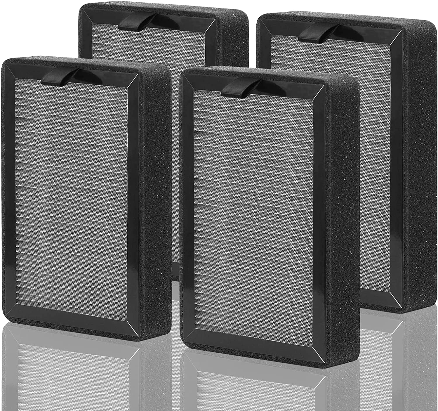 4 Pack LV-H128 Replacement Filter Compatible with LEVOIT LV-H128 / PUURVSAS  (HM669A) / ROVACS (RV60) Air Purifier, 3-in-1 H13 Ture HEPA and Activated