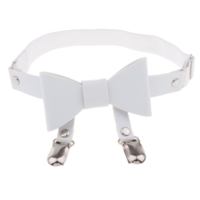 Liga De Pierna Con Bowknot Arnés de material cuero Sintético Punk Con Clips De Muslo Para Mujer Chica Blanco