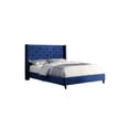 thumbnail image 1 of Best Master Furniture Valentina Velvet Fabric Wingback Platform Full Bed in Navy, 1 of 3