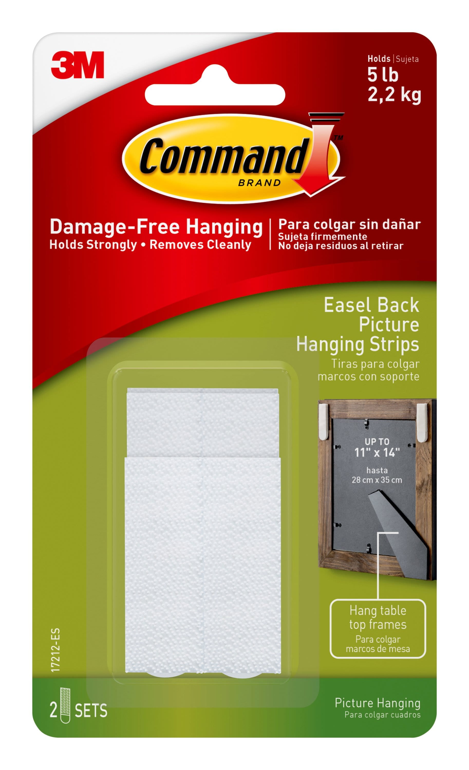 Command Easel-Backed Picture Hanging Strips, White, Large, 2 Pairs, Use to Hang Christmas Décor