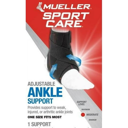 Mueller Adjustable Ankle Support Brace, One Size Fits Most, Black