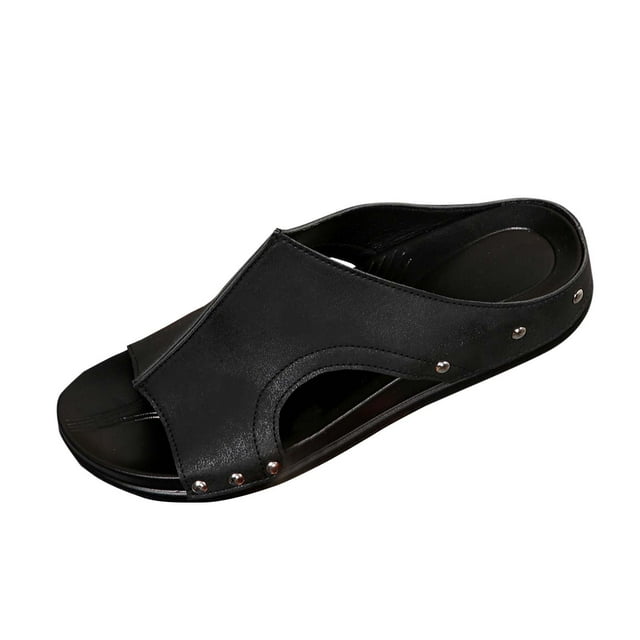 Black Women S Versatile Thick Soled Wedge Heel Slippers For Spring Summer Season Relaxation And Easy Fit