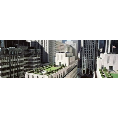 Rooftop View Of Rockefeller Center NYC New York City New York State USA Stretched Canvas - Panoramic Images (18 x