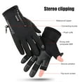 thumbnail image 4 of comerut 1 Pair Wear-resistant Cycling Gloves Warm Fleece Zipper Dual Touch Screen 2-cut Fingers Gloves for Outdoor, 4 of 8